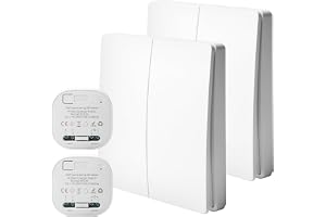 BAIFULAI Trådlös strömbrytare 2-delat set, RF433 trådlös strömbrytare batterilös, säkerhetsbrytare och mottagarstyrenhet 10A