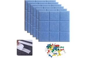 LMYDIDO 6 Stück Große Pinnwand Filz Selbstklebend mit 35 Pinnnadeln 30x30cm Filzboard Memoboard Korkwand Pinnwände Korkplatte Bulletin Board Wanddekoration für Büro Küche, Fotos Memos (Himmelblau)