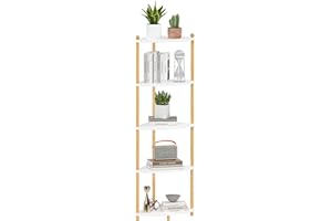 Ruichang EstanterÍa de Esquina de 5 Estantes, Estanteria Esquinera de Madera, Estante Abierto para Cocina Sala de Estar Dormitorio Espacios pequeños Pasillo Oficina
