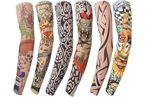 Gospire Fashion Nylon Fake Temporary Tattoo Sleeves Arm Stockings Halloween Tattoo Soft For Men Women