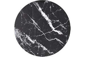 vidaXL Tablero de Mesa Vidrio Templado Diseño Mármol Muebles Mobiliario Repuesto Superficie Comrdor Jardín Patio Terraza Negro Ø90x1 cm