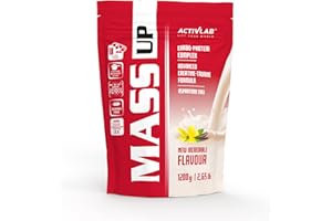 Activlab Mass Up – Gainer Masę – Odżywka Białkowa – Koncentrat Białka Serwatkowego – Monohydrat Kreatyny – Przyrost Masy – Regeneracja Mięśni (Wanilia, 1200g)