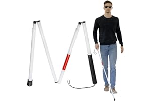 MCTIES VENTDOUCE Reflective Guide Stick | Folding Blind Cane Reflective Red Walking Stick,Aluminum Alloy Guide Stick for Vision Impaired and Blind People, Folds In 4 Sections