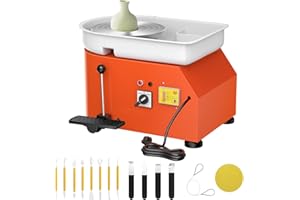 Kotsy Tornio per Ceramica elettrica 350W 25CM,Tornio per Argilla a velocità Regolabile con Ceramica Elettrico Professionale con Ceramica Strumenti Di Intaglio per Adulti, Bambini(arancia)
