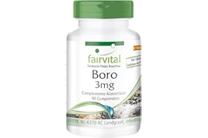 Fairvital | Boro 3mg - Tetraborato de Sodio (Boron) - Suplemento VEGANO - Oligoelemento - 90 Comprimidos - Calidad Alemana