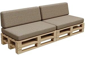 Gutekissen® Cojines de Palet, Cojines de jardín PFBG (2X Set (120x80 + 120x35), Beige)