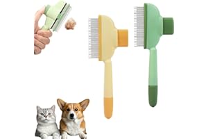LUMOOM Peine antipulgas autolimpiante para mascotas, peine para gatos con botón de desbloqueo, peine para perros, peine para eliminar el pelo de mascotas, peine para pulgas de gato y perro (B)