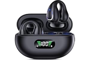 CoolJumper Auriculares conduccion osea-Auriculares Inalámbricos Bluetooth 5.3 HiFi Estéreo, 36h Autonomía, 4 Micrófonos HD, Pantalla LED Dual, IP7 Impermeable,para Running/Gimnasio