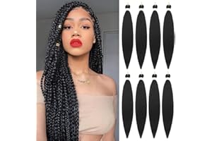 SOKU 30 Pouces Noir Pré-étiré Crochet Tressage Cheveux 8 Faisceaux Jet Noir Naturel Doux EZ Tresses Professionnel Yaki Droite Faisceaux Synthétiques pour Femmes Noires…