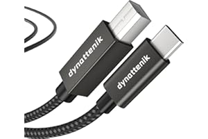 dynattenik USB-C zu B MIDI Interface Adapter für MIDI Keyboard Controller - 1,5m, Geflochtenes Nylon, Metall