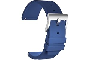 ULLCHRO Silikonowy pasek do zegarka, zapasowy gumowy pasek do zegarka, wodoodporny, gładki, elastyczny, dla mężczyzn i kobiet, 18 mm, 20 mm, 22 mm, bransoletka do zegarka ze srebrną klamrą