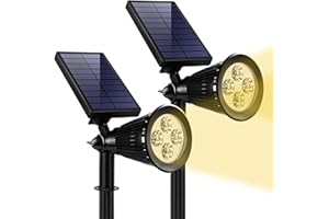 SOLARBABY Lampe Puissante Spot Solaire Exterieur IP65 Imperméable, Réglable 120° Projecteur Solaire Extérieur pour Jardin Allée Chemin Lumière, Eclairage Pour Les Décorations de Jardin [Lot de 2]