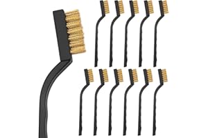 YOICN LTH Lot de 12 brosses métalliques en laiton, mini brosses métalliques pour nettoyer la rouille, les pièces métalliques, les scories de soudure et la rouille, la saleté grasse