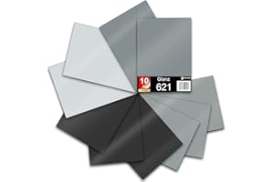 FINEST FOLIA Arkusze DIN A4, 29,7 x 21 cm, 621/631, samoprzylepna folia do plotera, w zestawie, folia winylowa do plotera, folia do majsterkowania, naklejek, naklejki (odcienie szarości, połysk, 10 sztuk w zestawie)