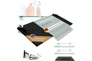 ‎RAPID TECK Rapid Teck Glas Wandregal Schwarz Glanz 40cm x 20cm - Glasregal mit 8mm ESG Sicherheitsglas - Glasregal perfekt als Badablage Glasablage für Badezimmer - Verschiedene Größen wählbar