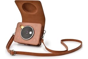 Rieibi Kodak Mini Shot 3 Custodia - Custodia in Pelle PU per la versione Kodak Mini Shot 3 Retro C300R 2 in 1 per fotocamera/stampante istantanea portatile con tracolla - Marrone