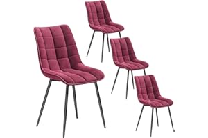 ‎WOLTU WOLTU Esszimmerstühle 4er Set Küchenstuhl Polsterstuhl Wohnzimmerstuhl Sessel mit Rückenlehne, Sitzfläche aus Samt, Metallbeine, Bordeaux BH142bd-4