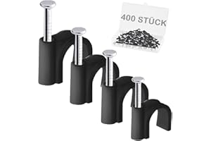 DEKUKAR 400 Stück Kabelnagelclips Schwarz, 4 Größen (4mm 6mm 8mm 10mm) Langlebige Rundnägel Kabelklemmen, Kabelsäuberungsclips Stifte Kabelnägel für Ethernet, elektrische Kabel, Steckdosenleiste Wandmontage