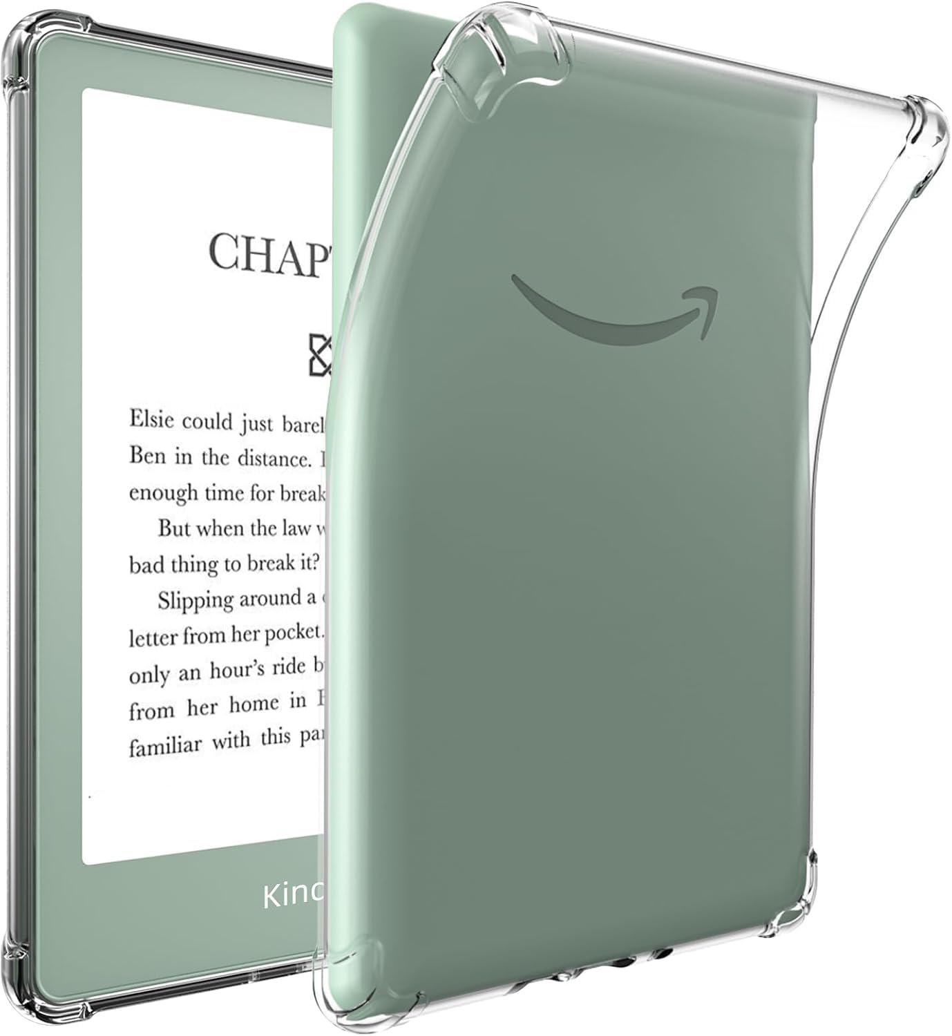 TQQ Clear Case for 6" Amazon Kindle 11th Generation 2024 and 2022, Thin Slim Soft Flexible Silicone TPU Rubber Back Cover Reinforced Edge Corners,Transparent
