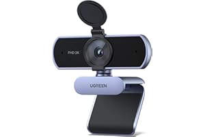 UGREEN Webcam 2K, Webcam mit Mikrofo, Kamera PC, 80°Sichtfeld, USB A Kamera mit Privacy Cover, Autofokus, Automatische Lichtkorrektur, Stereo-Sound, Plug & Play, USB Camera für Windows/MacOS/Zoom