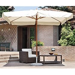 PEGANE Parasol centré carré 3 x 3 m Coloris Bois Teck Polyester 230 GR- A Usage Professionnel