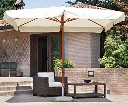 PEGANE Parasol centré carré 3 x 3 m Coloris Bois Teck Polyester 230 GR- A Usage Professionnel