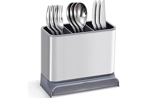 Urackify Portaposate in Acciaio Organizzatore Cucina con 3 Scomparti Rettangolari - Design Anti-ruggine e Anti-impronte - Ideale per Lavandino, Tavolo e Cucina