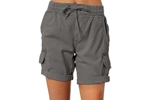 Imuedaen Damen Cargo Shorts Sommer Casual Kurze Hosen Bermuda Stoffhose Outdoorhose Strand Shorts mit Taschen