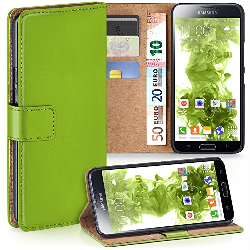 Samsung Galaxy S5 Mini HÃ¼lle GrÃ¼n mit Karten-Fach [OneFlow 360Â° Book Klapp-HÃ¼lle] Handytasche Kunst-Leder HandyhÃ¼lle fÃ¼r Samsung Galaxy S5 Mini Case Flip Cover SchutzhÃ¼lle Tasche