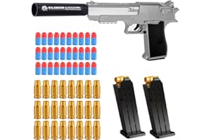 ZHIXUN Pistolet Jouet avec balles Souples,Pistolet Jouet Aigle du désert,avec Chargeur éjectable et balles,pour Les Enfants de 6 Ans et Plus (Gris)