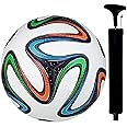 N NIXXEN Hand Stitched World Cup Qatar 2023 New Addition Football with Air Pump Size & Wet Ground, & Artifical Turf, International Match Ball, Size - 5 Pump & Pin (White-Multi)