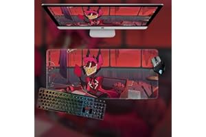 ANJINGUANG Hazbin Hotelowa podkładka pod mysz, Alastor/Angel Dust Anime, 800 × 300 mm, duża podkładka pod mysz do gier, na biurko, klawiaturę, do komputera, laptopa, biura, ucznia, wodoodporna podkładka pod mysz