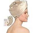 Kitsch Satin Wrapped Microfiber Hair Towel - Fast Dry Curly Hair Wraps for Women Wet Hair | Microfiber Towel for Hair | Hair Drying Towel Wrap | Hair Towels for Women | Turban for Wet Hair (Champagne)