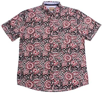 Free Nature Men's Flora Short Sleeve Button Up, Black, Medium