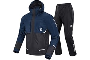 RIDEIRON Combinaison Moto Imperméable pour Hommes – Pantalon et Veste Imperméables, 10.000 mm Étanchéité, Respirant, Réfléchissant, Léger et Compact, Protection Idéale pour Moto et Vélo