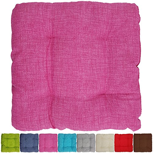 proheim Outdoor Stuhl-Kissen 40 x 40 x 8 cm wasserabweisendes Sitz-Kissen mit Fleckenschutz stark gepolstertes Weichstuhl-Kissen für Indoor und Outdoor, Farbe:Pink