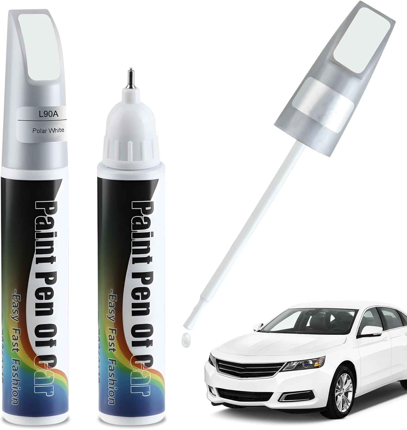 Penriter 2 Piezas L90A Blanco Polar Reparador Arañazos Coche para VW/Volkswagen, 2 In 1 Bolígrafo de Reparación Arañazos Coche, Quita Arañazos Coche, Reparar Arañazos y Astillas