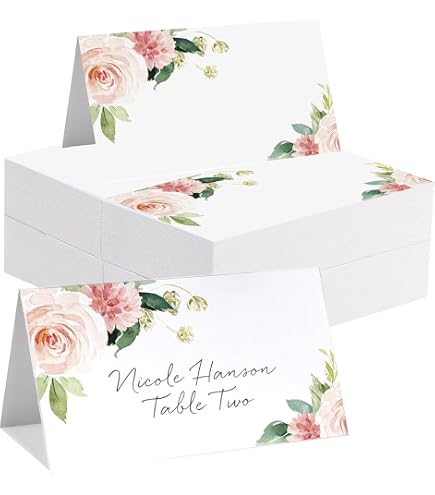 Cartes De Placement Invités - Lot De 100 - Format A7 7.4x10.5cm - Motif Floral Vintage - Papier Kraft