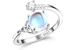 Milacolato Anello Argento 925 per Donna Ragazza Anelli Pietre di Luna Regolabile Aperte Anello CZ Triangolo Celtico Vintage, Anello Pietre Cuore Ovale Rotondo Gioielli per Lei anello