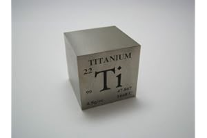 KEBONDS Lingote o pisapapeles de titanio (Ti) de 5 onzas (aprox. 150 gramos) con forma de cubo, con diseño y datos acuñados del elemento químico