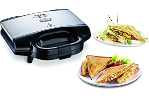 ‎TEFAL TEFAL SM1552 Ultracompact Opiekacz do Kanapek, wskaźniki świetlne, nieprzywierająca powłoka, kompaktowy design, przechowywanie w pionie, Srebrny/Czarny