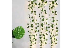 Surakey Girlanda ze sztucznego bluszczu, 10 m, łańcuch świetlny z zielonymi liśćmi, sztuczne rośliny wiszące bluszczu z 100 diodami LED, girlanda bluszczowa, na wesele, imprezę, do ogrodu, mieszkania, na balkon, dekoracja ścienna