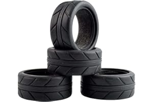 KEEDA 4 Stück Gummireifen mit Schaumstoffeinlagen Reifen für 1/10 HSP Tamiya HPI Kyosho RC On Road Runflating Touring Auto (A, 66mm)