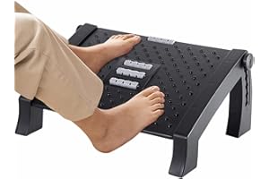 Poggiapiedi da scrivania, regolabile in altezza a 6 livelli, ergonomico, con massaggio a rullo, per casa, ufficio e viaggi