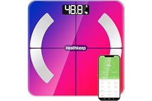 HEALTHKEEP Bilancia Pesapersone Digitale Bilancia Pesapersone Impedenziometrica Intelligente Bluetooth Bilancia 180kg, 260 * 260mm