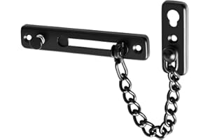 Cadena Puerta, SAYAYO Cerradura Puerta Interior Cadena Seguridad Puerta Negro Acero inoxidable con Tornillos para Puerta Interior y Seguridad del Hogar, EFD9000-B