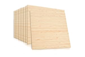 bimiti 10 PCS 3D Wood Grain Wall Panels Self-Adhesive 3D Wallpaper Waterproof PE Foam Wall Stickers for Living Room Bedroom Kitchen Office Beige 70 x 70 x 0.8 cm