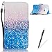 Produktbild Feeltech Weich PU Leder Brieftasche Tasche für Samsung S7 Edge mit Magnetverschluss und Kartenhalter Gedrucktes Nettes Karikaturmuster Slim Flip Leather Wallet Hülle-Blaue weiße Blume