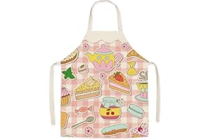 Eyands Grembiule da cucina per bambini - grembiule da cucina in lino con motivo carino, grembiule da cucina con pittura da giardinaggio