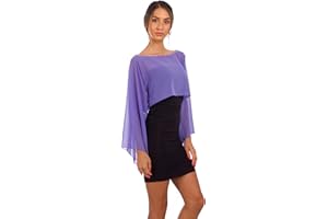 S DAL 1982 SARA SABELLA ISOLA D’ISCHIA Coprispalle con girocollo in strass di Swarovski Ideale per Cerimonia Ed Evento Formale in Morbido Georgette, Made in Italy. Taglia Unica Veste da 42 a 48. Lunghezza Spalla-Orlo 31 cm